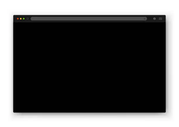 Vector illustration of The design of the web browser window in black on a white background.