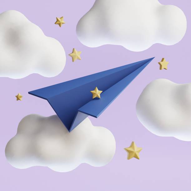 istock Paper plane icon on clouds. Concept for send message. Subscribe to newsletter. 3d render illustration 1680713551