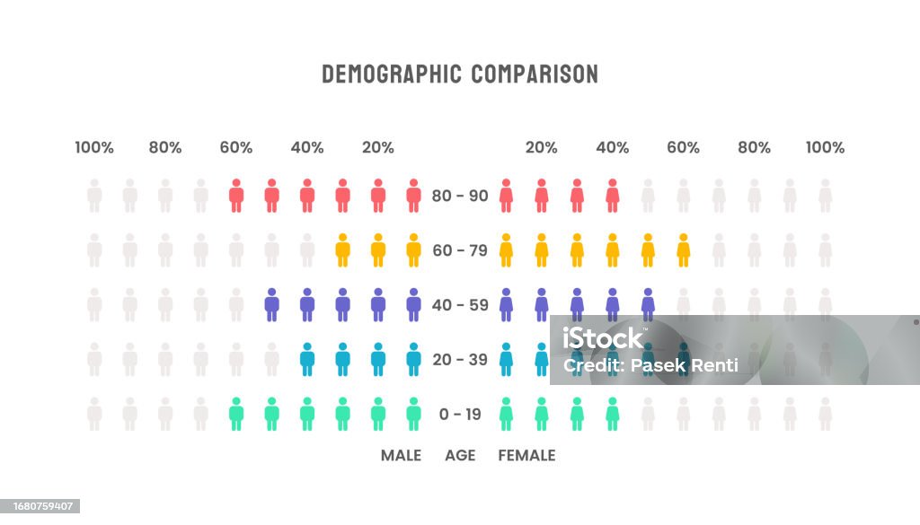 Demographic Population Comparison Chart Stock Illustration - Download ...