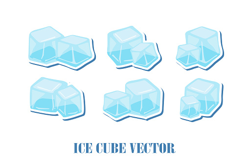 set of ice cubes design vector icon flat modern isolated illustration