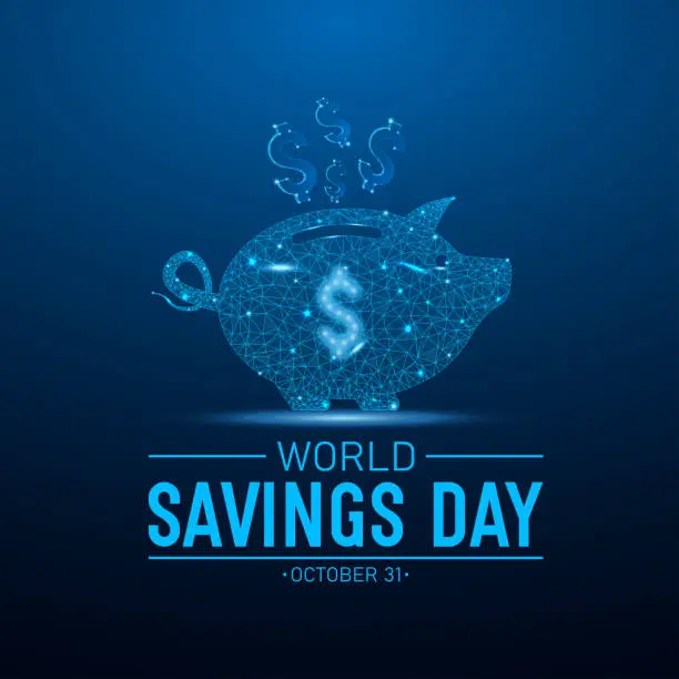 Vector illustration of World Savings Day, October 31. Vector Illustration On The Theme Of World Savings Day. Template For Banner, Greeting Card, Poster With Background.