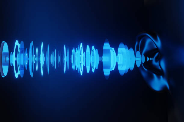 istock Circular rings representing sound waves coming out from a human ear illuminated by neon lights. Illustration of the concept of hearing 1680793102