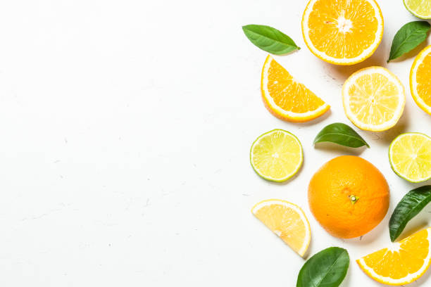 istock Citrus fruits at white background. 1680794712