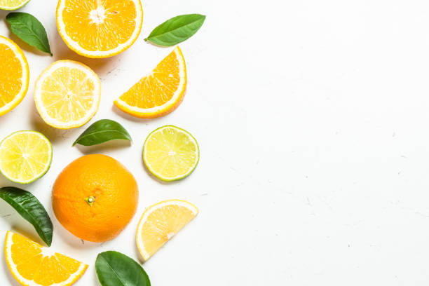 istock Citrus fruits at white background. 1680794714