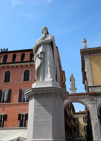 Ancient Roman caesar statue in Roman forum, Italy