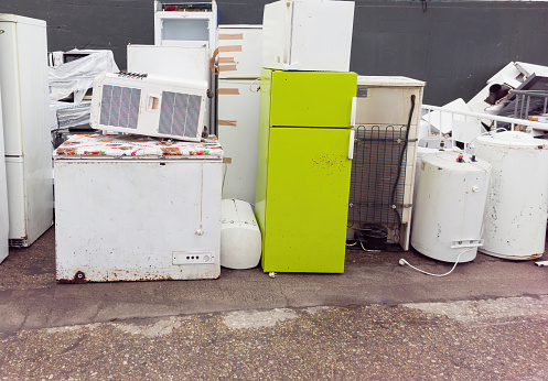 Appliances in a reception center for recycling