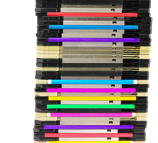 istock 1.44 inch floppy disks used to save computer data from the 90s on white 1680850835