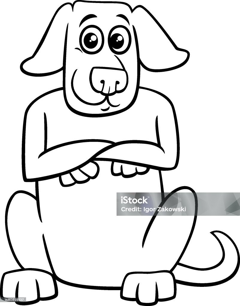 Cartoon Sitting Dog Animal Character Coloring Page Stock Illustration