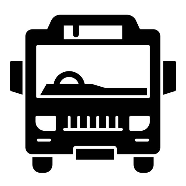 ilustraciones, imágenes clip art, dibujos animados e iconos de stock de icono sólido del autobús de enlace, concepto de transporte público, letrero de autobus sobre fondo blanco, icono de autobús en diseño web de concepto móvil de estilo glifo. gráficos vectoriales. - shuttle bus vector isolated on white bus