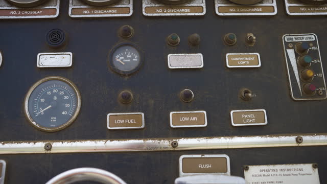 Dials And Gauges On Old Fire Engine