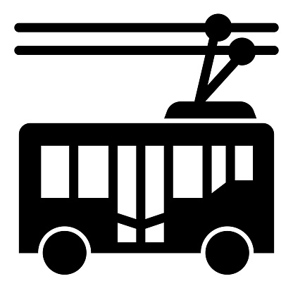 Trolleybus solid icon, Public transport concept, trackless trolley sign on white background, tram silhouette icon in glyph style mobile concept web design. Vector graphics
