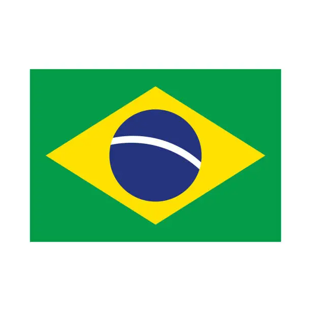 Vector illustration of Simple Brazilian flag icon. Vector.