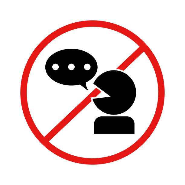 illustrations, cliparts, dessins animés et icônes de icône d’interdiction de conversation simple. vecteur. - do not disturb sign audio