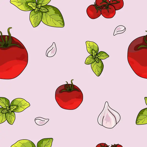 Vector illustration of pattern with colored vegetables