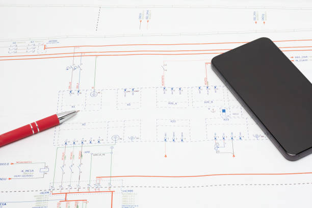 istock Blueprint with mobile phone and pen. 1680893988