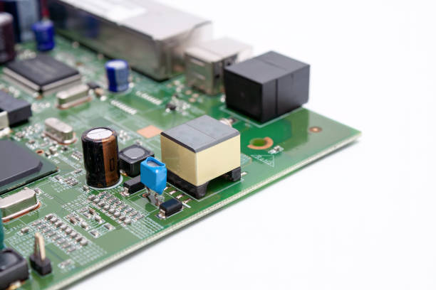 istock Close-up of an electronic circuit board with white background. 1680894008