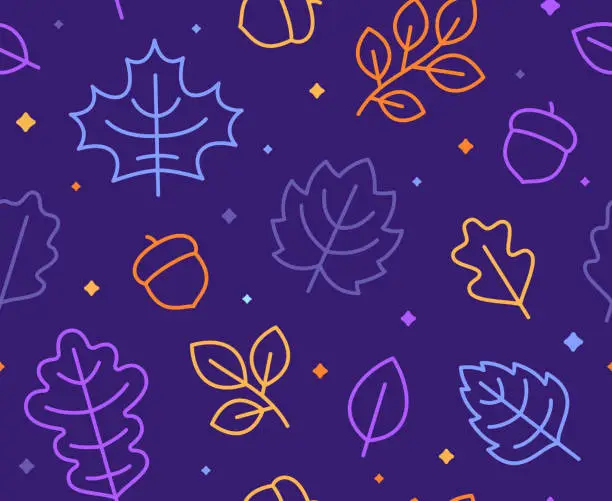 Vector illustration of Seamless Autumn Fall Leaves Background Pattern