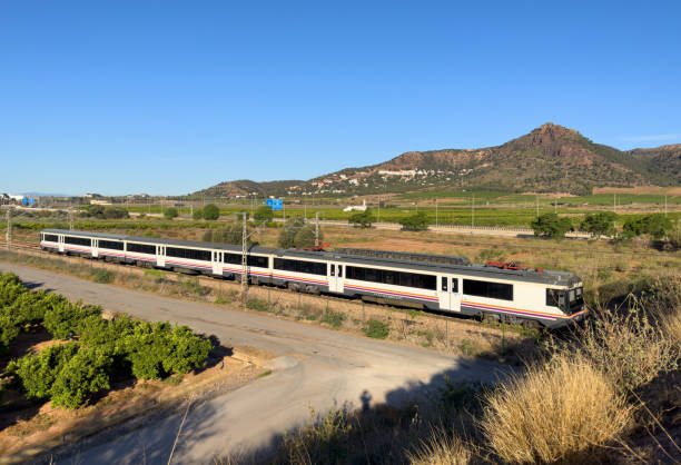 istock Train on railway. Spain regional commuter train in motion on railway. 1681002045
