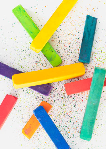 istock Multicolored Dry pastels with dust on white paper 1681002588