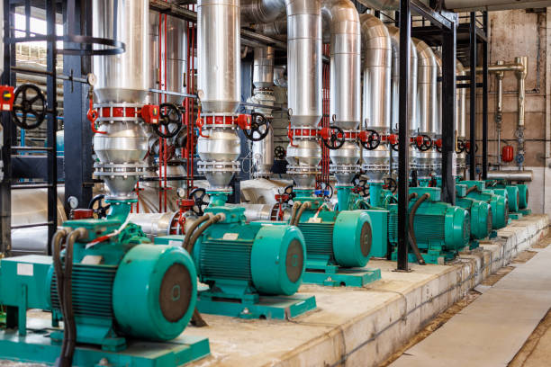 Various pumping equipment for heating and water supply on a white background isolated.