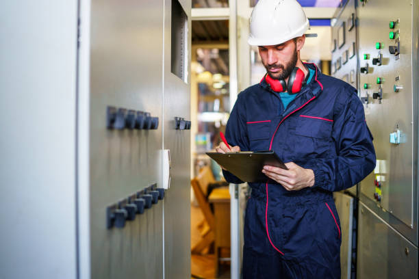 istock Young Heating Plant Worker Recording Information in a File Folder 1681100814