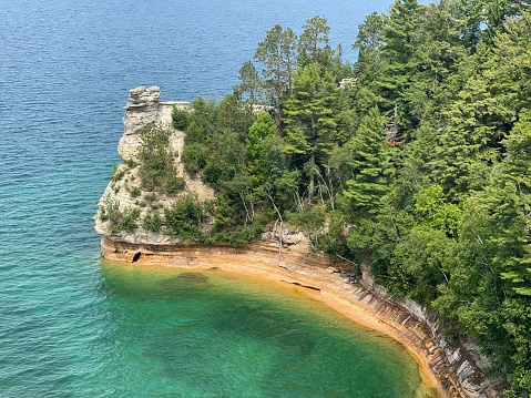 Lake Superior natural rock formation Pictured Rocks National Lakeshore Michigan Upper Peninsula