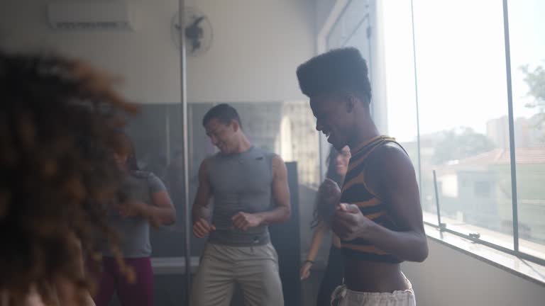 Young people in a dancing class at a dance studio