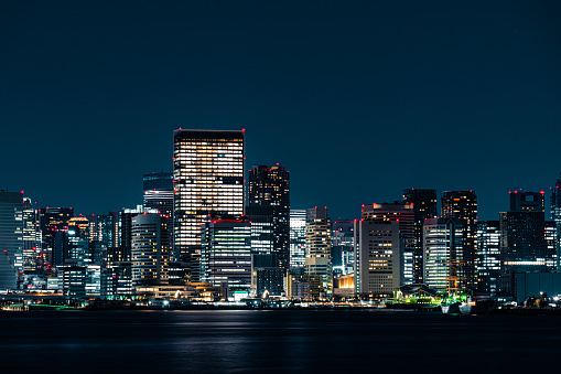 A scenery of Tokyo Bay at night