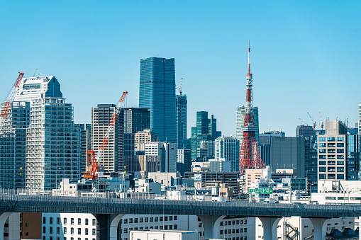 Tokyo city view with Tokyo tower landmark