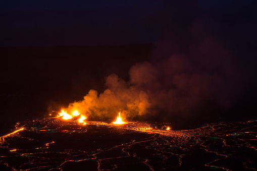 Full frame DSLR photos of lava erupting in the Halemaumau Crater on Kilauea on the Big Island of Hawaii