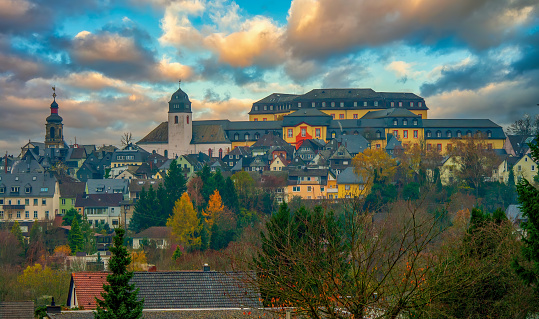 Panoramic view of old town of Hachenburg, Rhineland-Palatinate, Germany