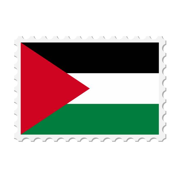 Palestine postage stamp. Postcard vector illustration with Palestinian national flag isolated on white background. Palestine postage stamp. Postcard vector illustration with Palestinian national flag isolated on white background. palestinian flag stock illustrations