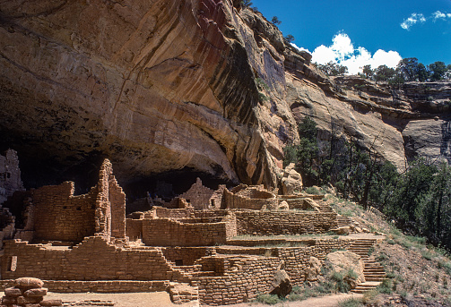 Mesa Verde NP - Long House Ruin Stone Walls - 1977