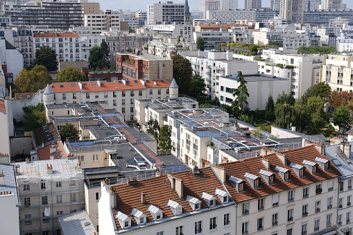 Paris, France - September 14th, 2023: A view of the 13th borough of Paris with a high angle.