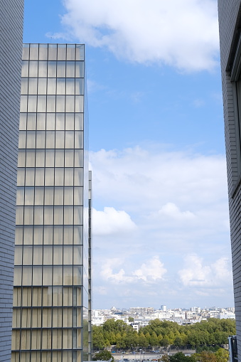 Paris, France - September 14th, 2023: A view of Paris between two buildings.