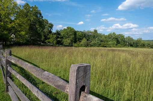 A wooden fence on the moorland.