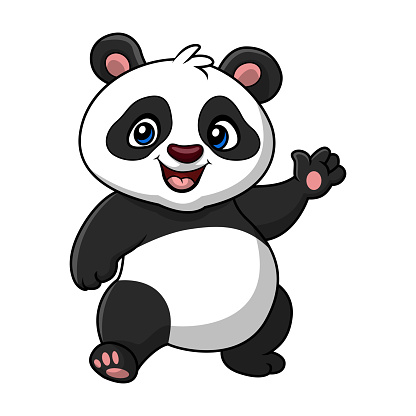 Vector illustration of Cute baby panda cartoon on white background