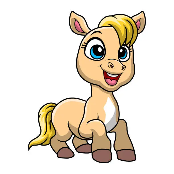 Vector illustration of Cute horse cartoon on white background