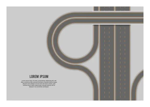 Vector illustration of Highway road with bridge. Simple flat illustration. Top view.