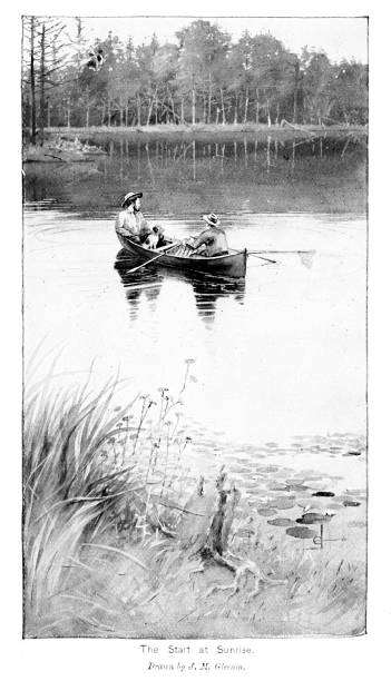 istock Two Men and a Dog Fishing from Rowboat 1681446393