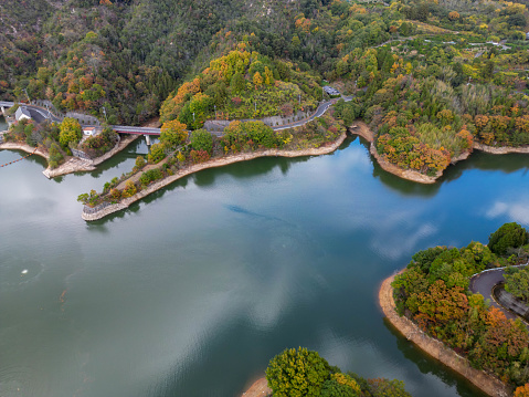 The view of autumn season in Utena dam dam