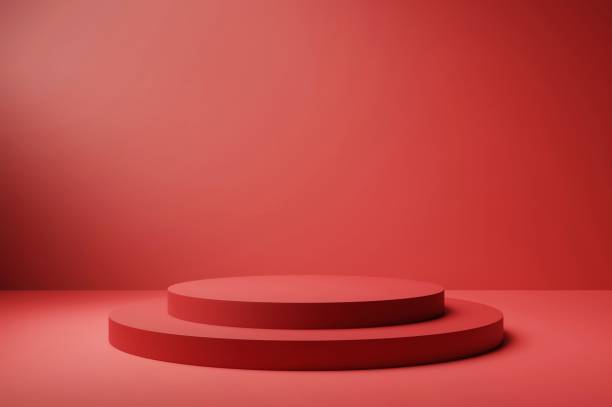 istock 3D rendering illustration of a red solo platform against a soft gradient blurred light background. For Christmas design studio blank abstract empty space template red illustration modern render 1681616225