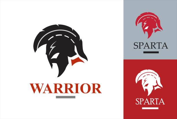 Spartan Knight warrior head logo - ilustração de arte vetorial