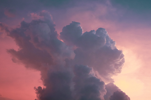 beautiful sunset with pink and orange sky and clouds