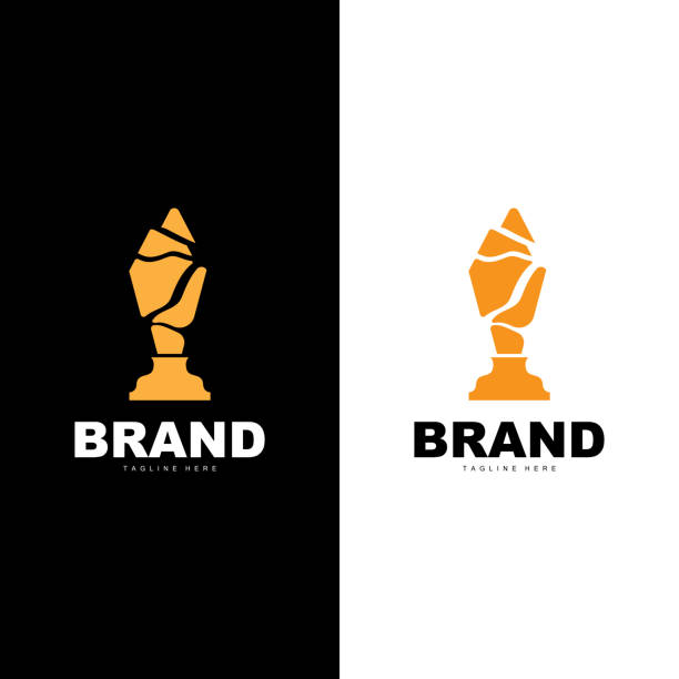 трофейный логотип иллюстрация победитель шаблон векторный дизайн - certificate label frame golf stock illustrations