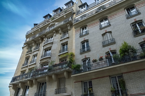 Paris, typical building Art deco in the 14th arrondissement, beautiful facade