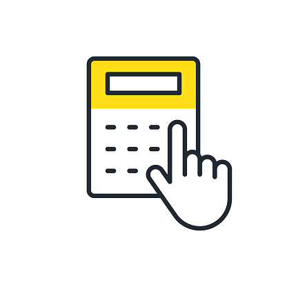 Calculator and finger simple vector icon illustration material