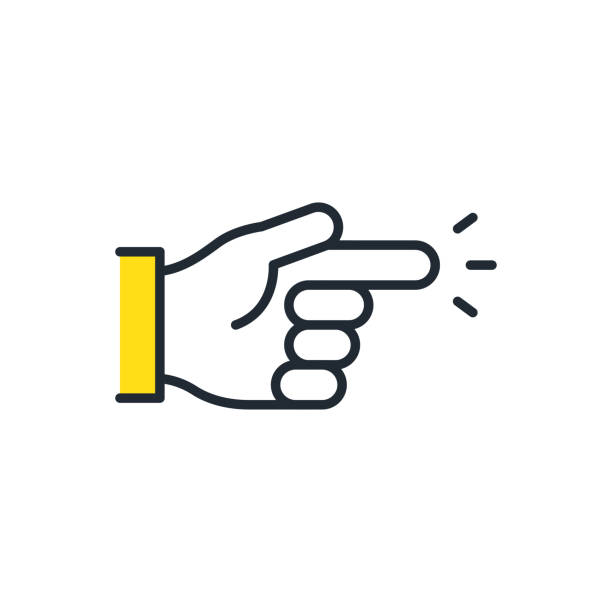 ilustraciones, imágenes clip art, dibujos animados e iconos de stock de material de ilustración de icono vectorial simple que apunta a la derecha - dedo