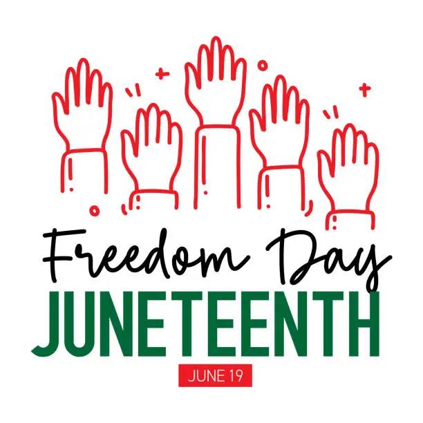 Vector illustration of Juneteenth, Celebrate Freedom Day Handwritten Lettering. Typography Logo Design for Greeting Card, Poster, Banner. African-American History June 19 Celebration Day