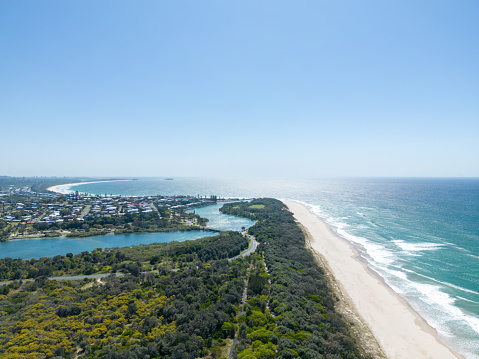 Aerial view of the beachside town of Kingscliff, New South Wales